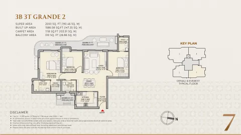 Floor plan: 3 BHK Grande 2