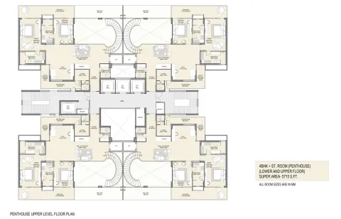 Floor plan: 4 BHK penthouse